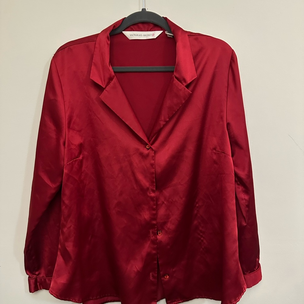 Victoria's Secret Crimson Satin Button-Down Shirt